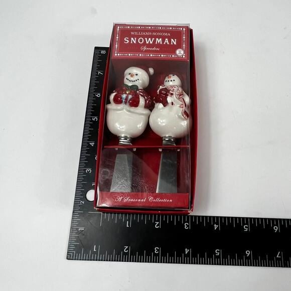 Snowman Service Set Platter Spreaders Fitz & Floyd Williams-Sonoma Holiday Table - Picture 10 of 10
